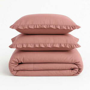 Rózsaszín kétszemélyes-hosszabbított renforcé pamut ágyneműhuzat 240x220 cm Ruffle Striped – Mila Home Luxury kép