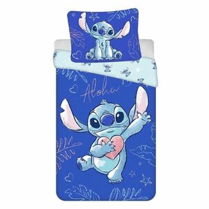 Kék egyszemélyes pamut gyerek ágyneműhuzat 140x200 cm Lilo & Stitch "Aloha" – Jerry Fabrics kép