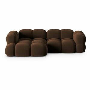 Sötétbarna bársony sarokkanapé (bal oldali-heverő résszel) Loretto – Cosmopolitan Design kép