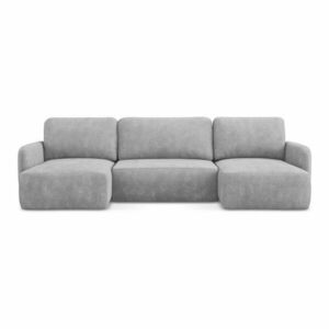 Világosszürke zsenília kinyitható-tárolóhelyes sarokkanapé (U alakú) Lilo – Makamii kép