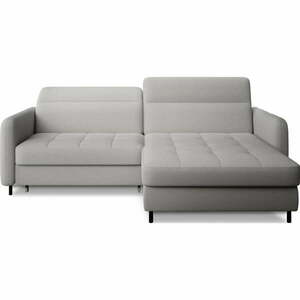 Szürke buklé kinyitható-tárolóhelyes sarokkanapé (jobb oldali-heverő résszel) Gomsi – ELTAP kép