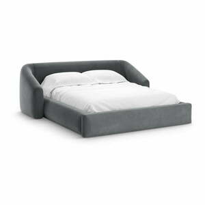 Szürke kárpitozott ágyneműtartós franciaágy ágyráccsal 140x200 cm Campi – Cosmopolitan Design kép