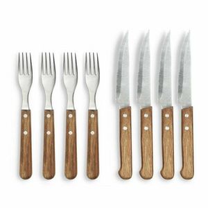 Ezüstszínű-natúr színű rozsdamentes acél steak evőeszköz készlet 8 db-os – Holm kép