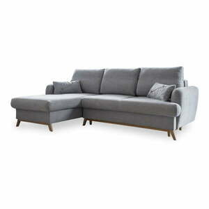 Világosszürke kinyitható-tárolóhelyes sarokkanapé (bal oldali-heverő résszel) Scandic Lagom – Miuform kép