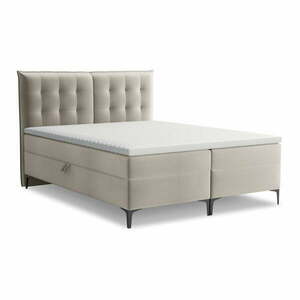Szürkésbarna ágyneműtartós boxspring ágy 160x200 cm Mikana – Makamii kép
