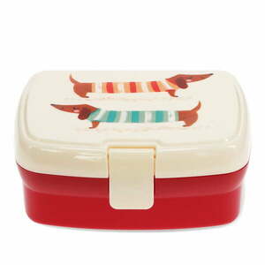 Piros-krémszínű gyerek uzsonnás doboz Sausage Dog – Rex London kép