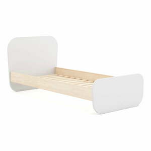 Fehér gyerekágy ágyráccsal, borovi fenyő dekorral 90x190 cm Esteban – Marckeric kép