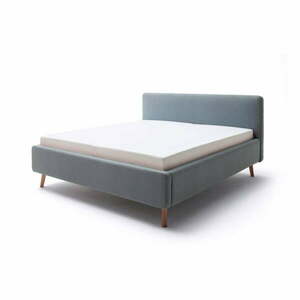 Szürkéskék kárpitozott ágyneműtartós franciaágy ágyráccsal 180x200 cm Mattis – Meise Möbel kép