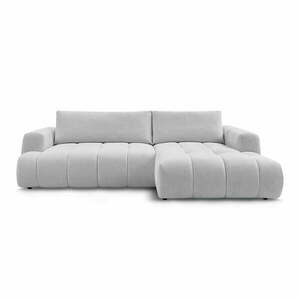 Világosszürke kinyitható-tárolóhelyes sarokkanapé (jobb oldali-heverő résszel) Fuji – Bobochic Paris kép