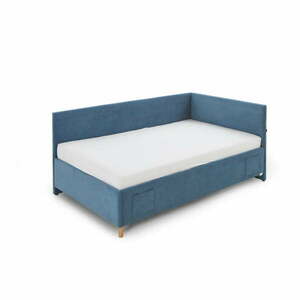 Kék kárpitozott ágyneműtartós sarok gyerekágy ágyráccsal 140x200 cm Cool – Meise Möbel kép