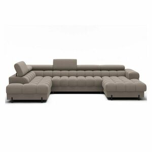 Világosbarna bársony kinyitható sarokkanapé (bal oldali-U alakú) Feraria – ELTAP kép