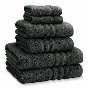 Sötétszürke frottír pamut törölköző és fürdőlepedő készlet 6 db-os Zero Twist – Catherine Lansfield kép