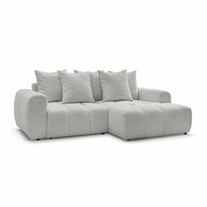 Világosszürke buklé kinyitható-tárolóhelyes sarokkanapé (jobb oldali-heverő résszel) Roxelane – Bobochic Paris kép
