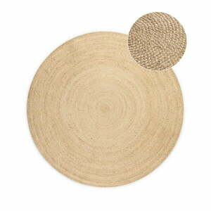 Elefántcsont színű kétoldalas juta kerek szőnyeg ø 100 cm Braided – Hanse Home kép