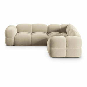 Bézs bársony sarokkanapé Loretto – Cosmopolitan Design kép