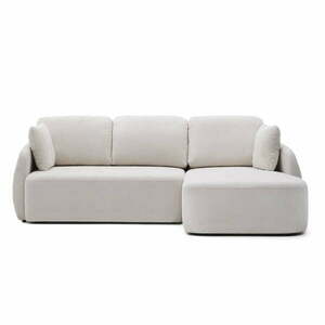 Krémszínű zsenília kinyitható sarokkanapé (jobb oldali-heverő résszel) Laira – Kave Home kép