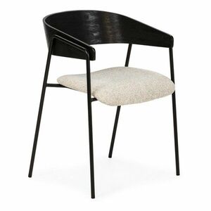 Fekete-bézs kárpitozott karfás étkezőfotel szett 2 db-os Cora – MOME kép