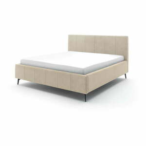 Bézs kárpitozott ágyneműtartós franciaágy ágyráccsal 180x200 cm Lizzano – Meise Möbel kép