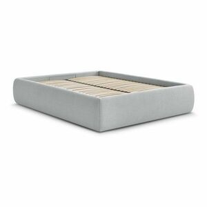 Világosszürke kárpitozott ágyneműtartós franciaágy ágyráccsal, ágytámla nélkül 160x200 cm Inera – Bobochic Paris kép