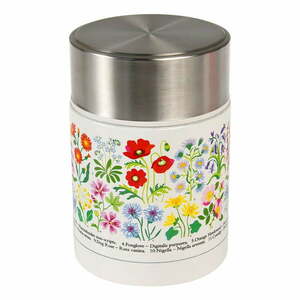 Krémszínű-ezüstszínű ételtartó gyerek termosz 450 ml Wild Flowers – Rex London kép
