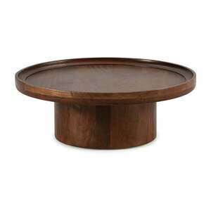 Sötétbarna mangófa kerek dohányzóasztal 80x80 cm Giselle – MOME kép