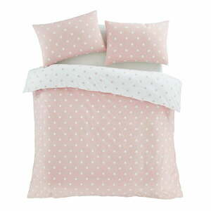 Fehér-rózsaszín kétszemélyes-hosszabbított flanel ágyneműhuzat 230x220 cm Polka Dot – Catherine Lansfield kép