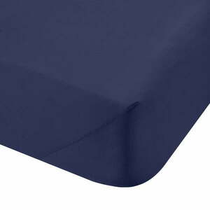 Sötétkék gumis pamut-perkál lepedő 135x190 cm Cotton Percale – Bianca kép