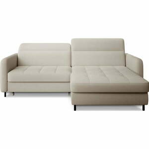 Bézs buklé kinyitható-tárolóhelyes sarokkanapé (jobb oldali-heverő résszel) Gomsi – ELTAP kép