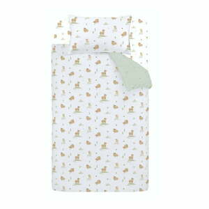 Fehér-zöld pamut gyerek ágyneműhuzat babaágyhoz 120x150 cm Mini Moo Cow – Bianca kép