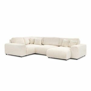 Krémszínű kordbársony sarokkanapé (bal oldali-U alakú) Justin – Ropez kép
