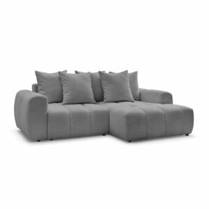 Szürke buklé kinyitható-tárolóhelyes sarokkanapé (jobb oldali-heverő résszel) Roxelane – Bobochic Paris kép