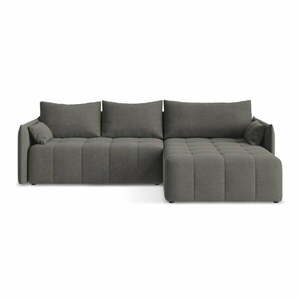 Sötétszürke kinyitható-tárolóhelyes sarokkanapé (jobb oldali-heverő résszel) Moku – Makamii kép