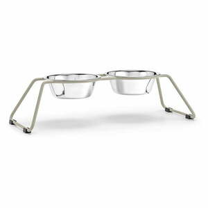 Rozsdamentes acél tálka szett állvánnyal kutyáknak Cena Greige M – MiaCara kép