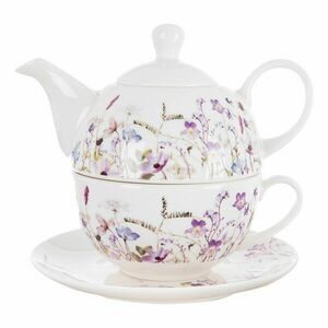 Fehér-lila porcelán teázó szett Louka – Orion kép