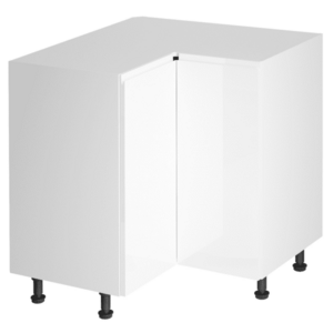 Alsó sarokszekrény, fehér/fehér extra magasfényű, AURORA D90N kép