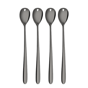 Szívecskés lattés kanalak szürke 4 db-os készlet – Love Cutlery – szürke - 116627 kép