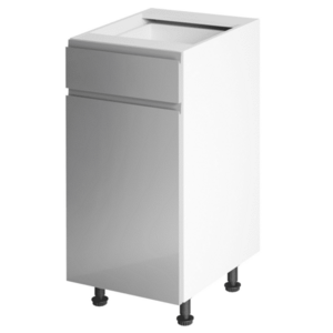 Alsószekrény, fehér/szürke extra magasfényű, balos, AURORA D40S1 kép