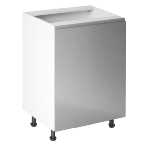 Alsószekrény, fehér/szürke extra magasfényű, jobbos, AURORA D601F kép