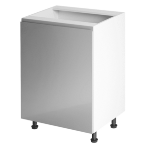 Alsószekrény, fehér/szürke extra magasfényű, balos, AURORA D601F kép