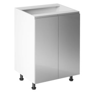 Alsószekrény, fehér/szürke extra magasfényű, AURORA D602F kép