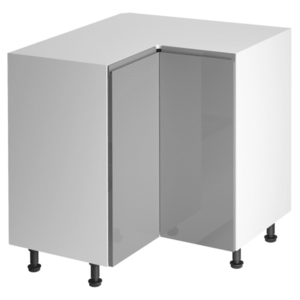 Alsó sarokszekrény, fehér/szürke extra magasfényű, AURORA D90N kép