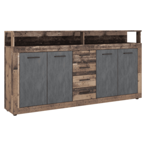 Kombinált komód, old star dark sötét tölgy/ grafit, LUNYSA kép