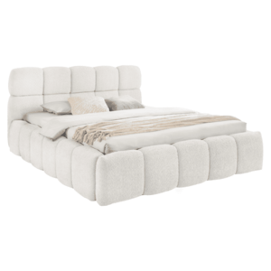 Ágy fém ágyráccsal és tárolóhellyel, 140x200, tejszínes, SORENA kép