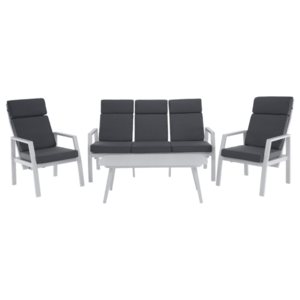 Kerti rakásolható szett, szürke/fehér, alumínium, EDOIN kép