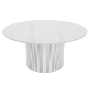 Dohányzóasztal, fehér márvány/MDF, átmérő 80 cm, MAHIR TYP 1 kép