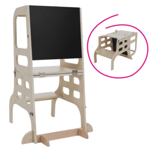 Montessori tanulótorony 3 az 1-ben táblával, természetes, MAGAN kép