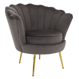 Art-deco stílusú fotel, szürkésbarna Velvet szövet/gold arany króm, NOBLEO kép