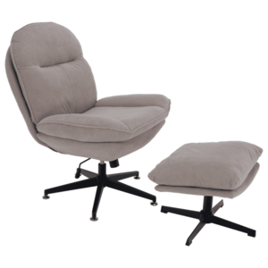 Luxus forgófotel lábtartóval, szürkésbézs/fekete, MADIX kép