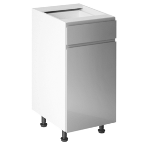 Alsószekrény, fehér/szürke extra magasfényű HG, AURORA D40S1 kép