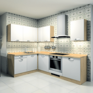 Sarok konyhabútor, 180x240, arlington tölgy/artic matt fehér, SMILE kép